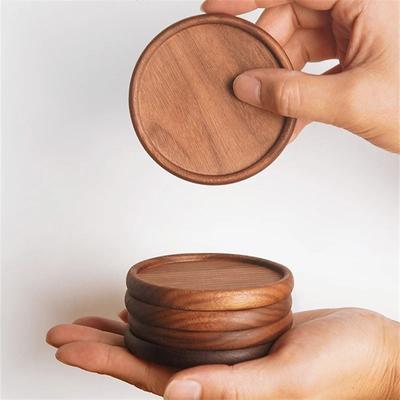 Runder Untersetzer aus Walnussholz im japanischen Stil, Getränkeuntersetzer, Tischset, Untersetzer für Tee- und Kaffeetassen, Holzuntersetzer für Gläser, Tischset