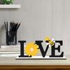 Farmhouses Wooden Love Letter Sign with Sunflowers and Bees Accent for Home or Office Spring Summer Tabletop Decors
