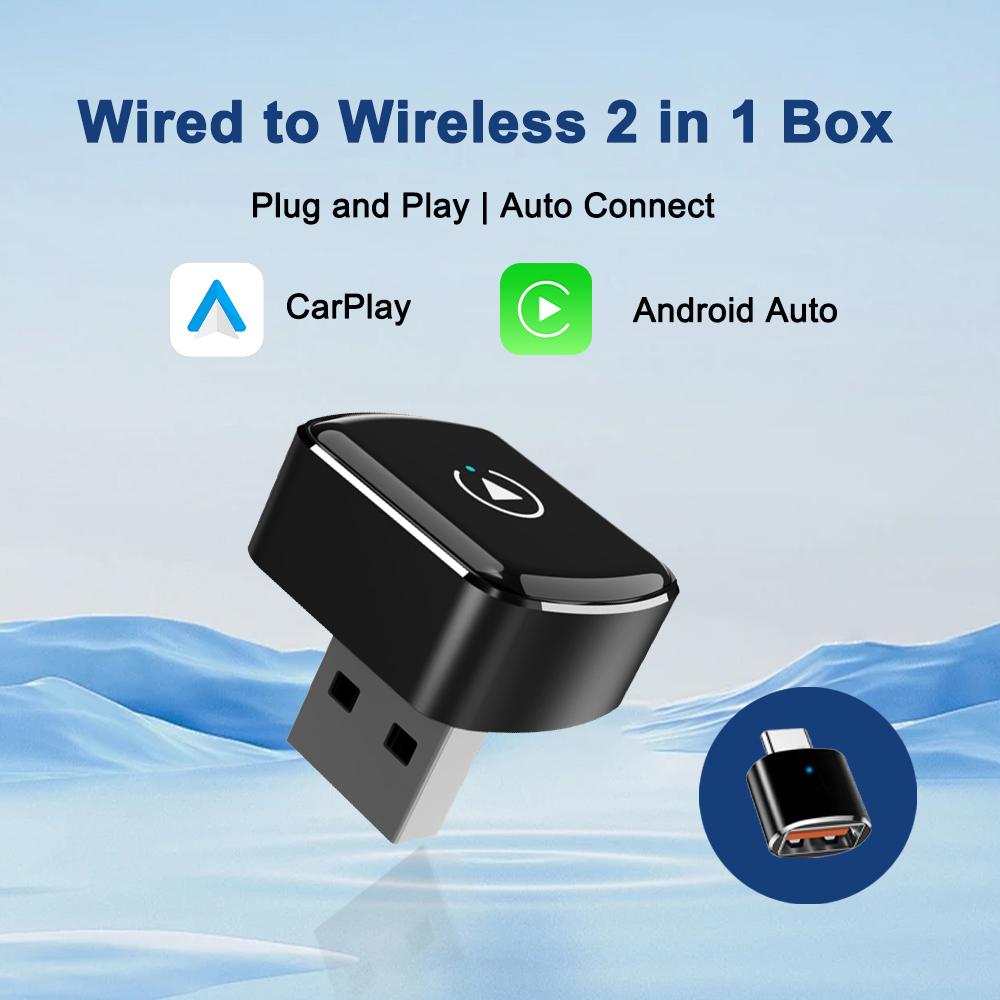 M26 2 in 1 For CarPlay/Android Auto Wired to Wireless Car Adapter 5.8G/2.4G Dual Band WiFi Bluetooth-compatible USB Dongle