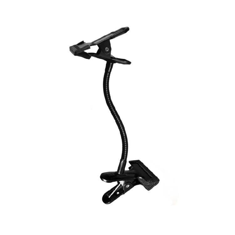

Bendable Universal Mount with Metal Hose and Adjustable Clamp for Holding Small Appliances Like Microphones and Dryers