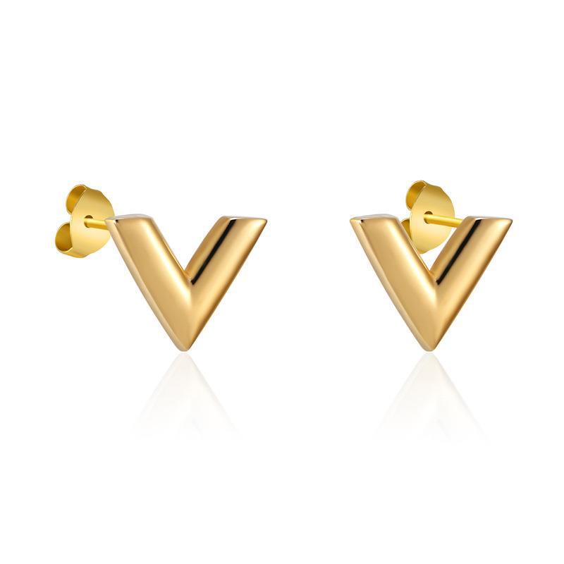 Stainless Steel Letter V Bracelets For Women Girl Gold Color Alphabet Bangle Famous Brand Jewelry Set Best Gift For Friend