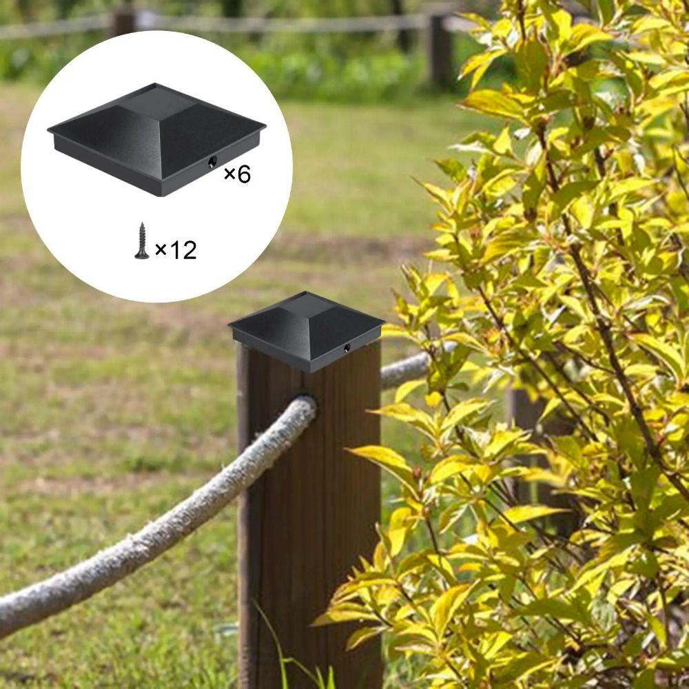 6Pcs Replacement Fence Post Cover Waterproof Fence Column Toppers Posts Top Protector Backyard