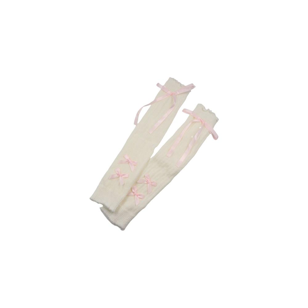 Elastic Knitted Bow Arm Sleeves Y2K Half Finger Long Gloves Soft Arm Warmers Girls