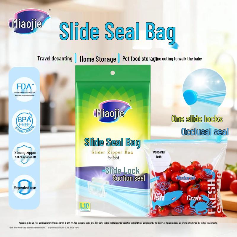 Miaojie L-Size Slider Zipper Seal Bags