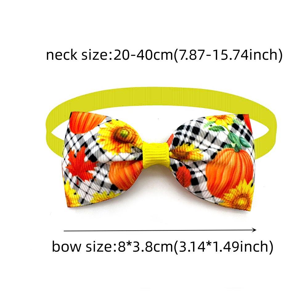 50/100pcs Dog Bow Tie Fall Style Dog Bowties Necktie Collar Thanksgiving Pet Supplies Pet Grooming Accessories for Small Dog Cat