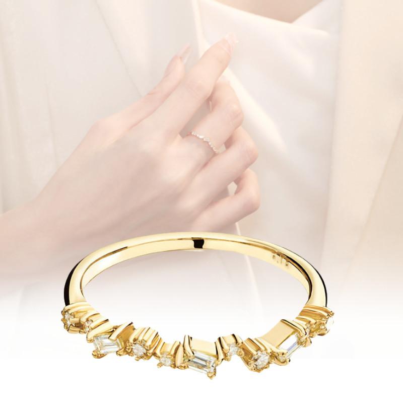 Stylish Copper Ring For Women With 18k Gold Plating And Geometric Zircon Design