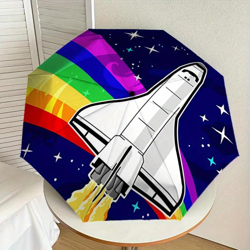 1pc space shuttle, rainbow Themed Umbrella for Men & Women, Valentine s Day Christmas Decorative Umbrell022