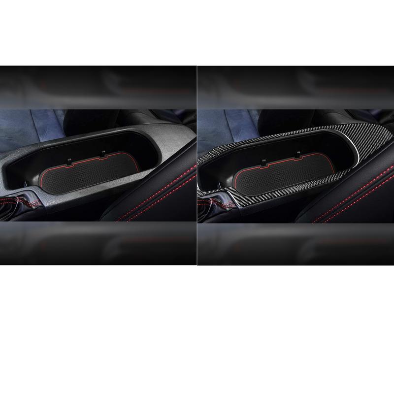 Real Carbon Fiber Car Accessories Center Armrest Cup Holder Cover Soft Sticker For Subaru BRZ Toyota 86 GT86 2017 2018