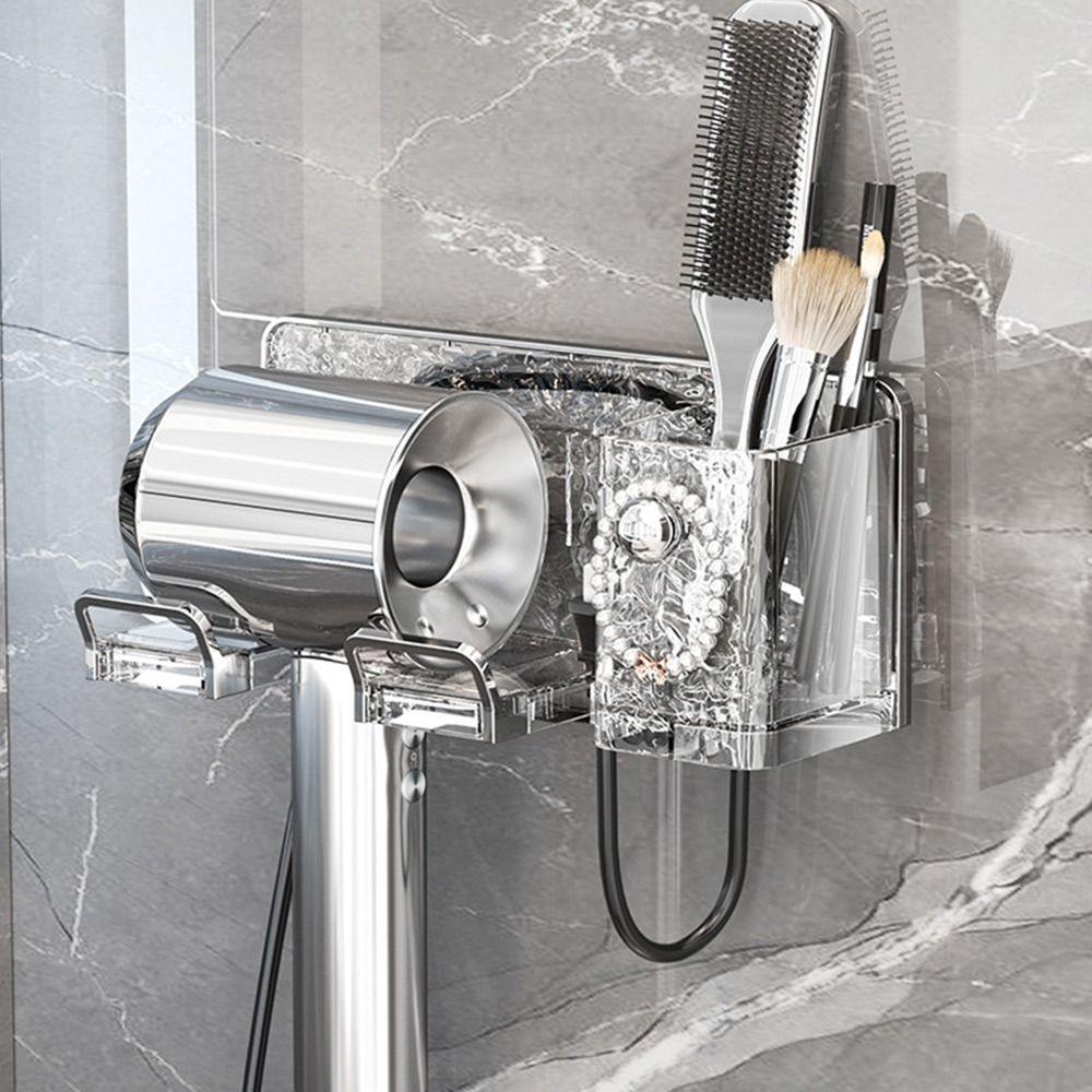 Punch Free Hair Dryer Rack Wall-mounted Hair Tool Storage Rack Portable Bathroom Accessories