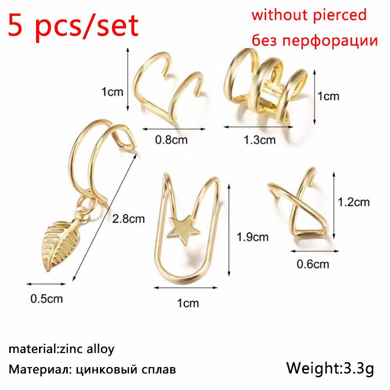 Neuer goldfarbener Metall-Ohr-Cuff Nicht-piercing Ohrclips Fake-Knorpelohrringe Clip-Ohrringe für Damen Herren Ohrschmuck