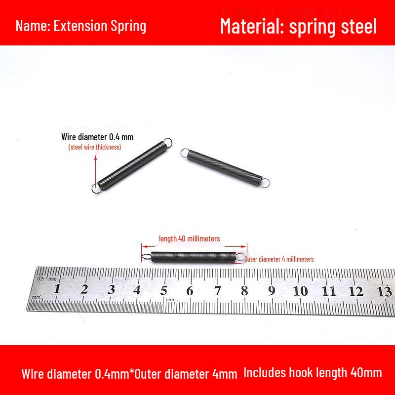 Micro Precision Extension Tension Spring Set with Hooks, 0.4mm Wire Diameter, 3-5mm Outer Diameter