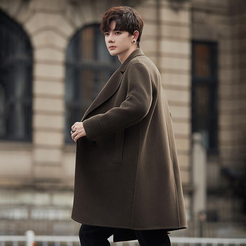 Autumn Double-sided Cashmere Jacket Medium and Long High-end Woolen Coat Men's Short Trench Coat Handsome Winter Wear