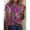 Women's Summer Short Sleeve Round Neck Character Abstract Print T-Shirt
