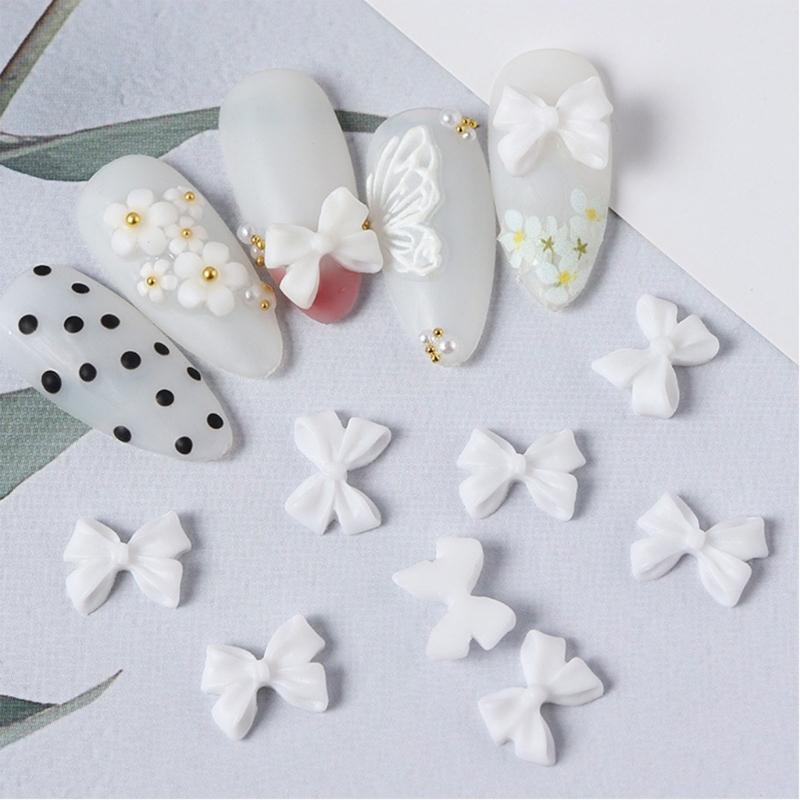 50pcs/set Bows Nail Charm Matte Bowknot Nail Charm Flatback Nail Charms Bows Nail Art Decoration DIY Bows Nails Jewelry
