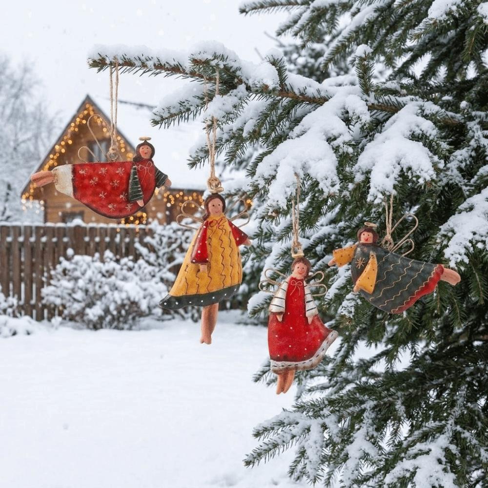 Iron Art Christmas Angel Girl Pendant Creative Angel Hanging Pendants Xmas Tree Ornaments Gifts