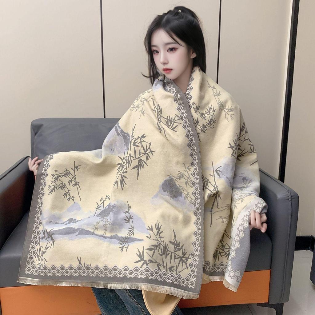 Liu Yifei Langer Schal Damen Winter Halswärmer - Hochwertiger Kaschmir-Imitat Strickschal