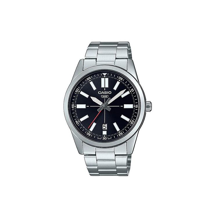 

Casio Standard Series Minimalist Fashion Classic Casual Quartz Movement Stainless Steel Strap Men watches Black MTP-VD02D-1E Black Dial