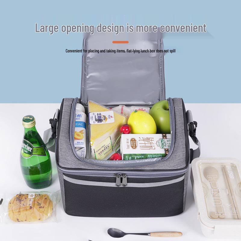 Zweischichtige, farblich abgesetzte, isolierte Lunchtasche - Stilvoll, als Umhängetasche oder in der Hand getragen, großes Fassungsvermögen für Bento