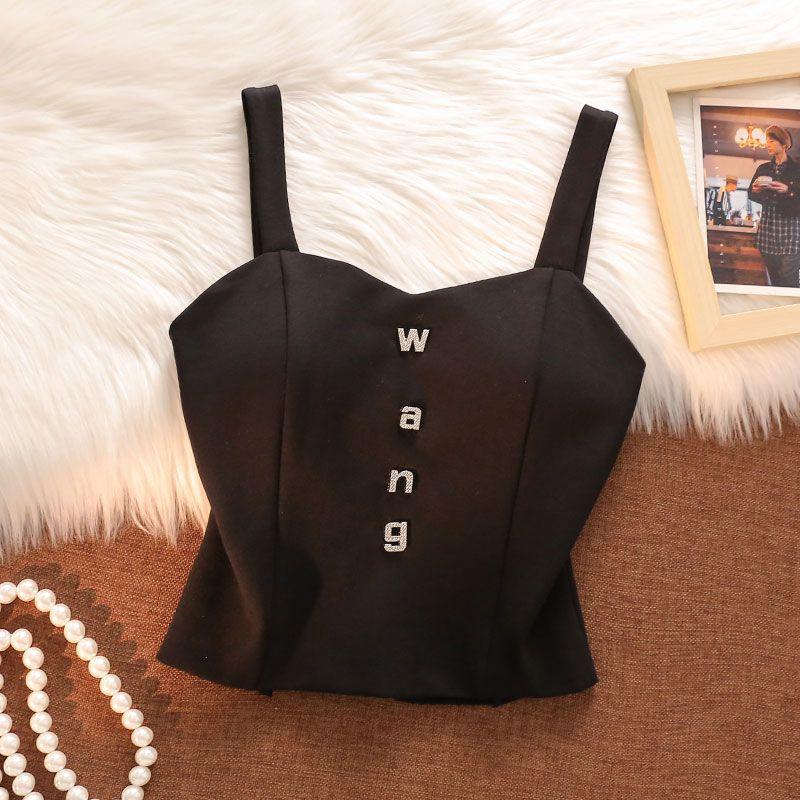 

Pure Desire To Wear Chest Pad Small Suspender Vest for Women with Beautiful Back Straps and Base Hot Girl Sexy Summer Short Top XL чорний