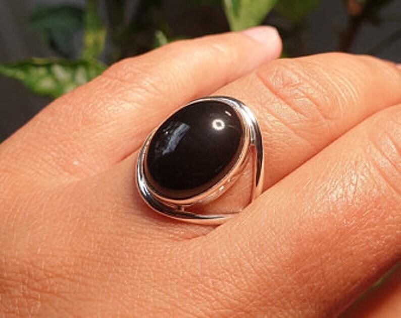 Black Onyx Ring, Handmade Ring, Star Ring, Unique Ring, Oval Ring, Silver Ring, Stackable Ring, Gift For Her