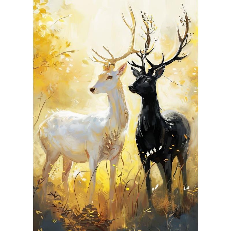 Wildtiere Zwei Hirsche Elefant Schwan Wal Wandkunst Leinwand Ölgemälde Poster und Drucke Wandbilder für Wohnzimmer Heimdekoration