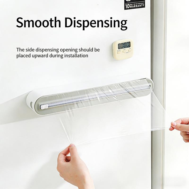 Household Disposable Cling Film Cutter Point-Breaking Food-Safe Cutting Box Suction Cup Refrigerator Organizer For Home Use
