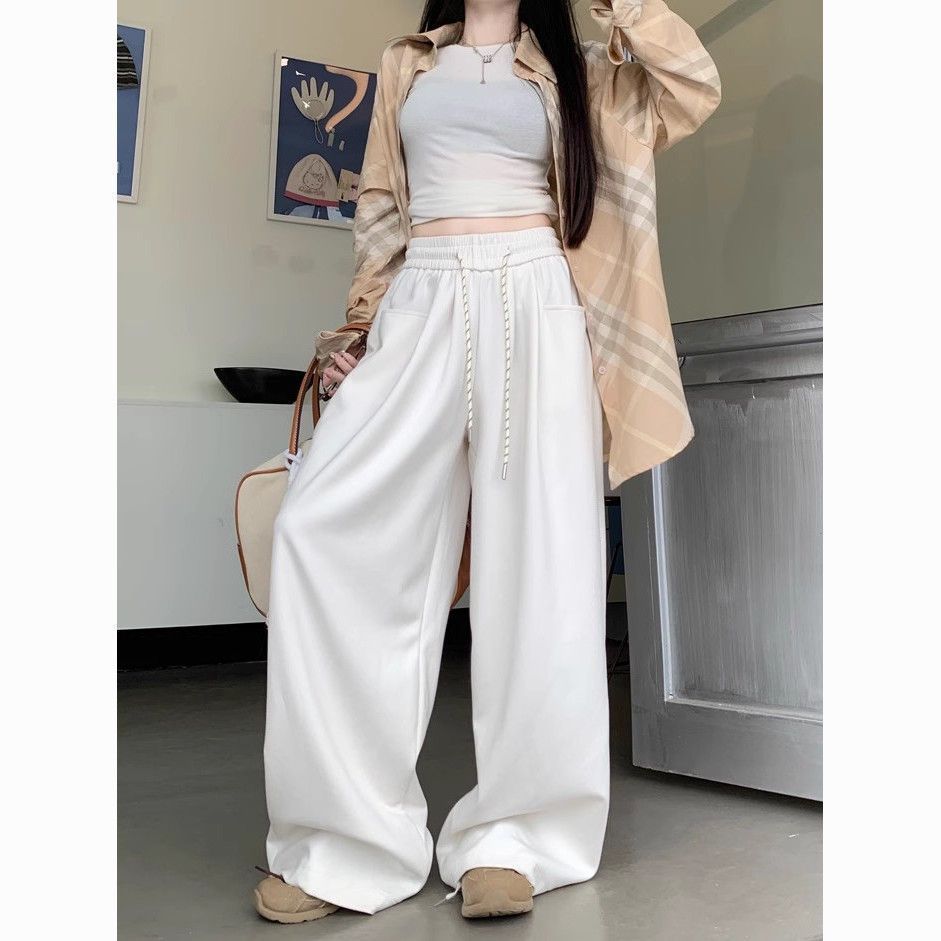 Women's Casual Pants Wide Legs Loose Drape Spring and Autumn New Season High Waist Straight Long Pants