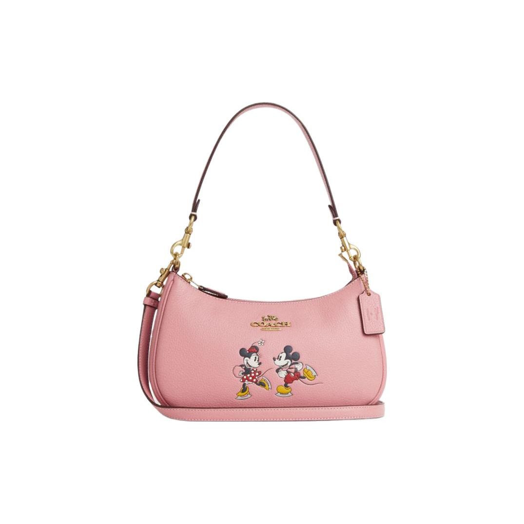 

Coach Teri 25 Solid Color Mickey Mouse Print Tag Hardware Zipper Closure Leather Shoulder Bag Women Shoulder Bag Pink CM858-B4OFE Basic Set (Bag+Dust Bag)