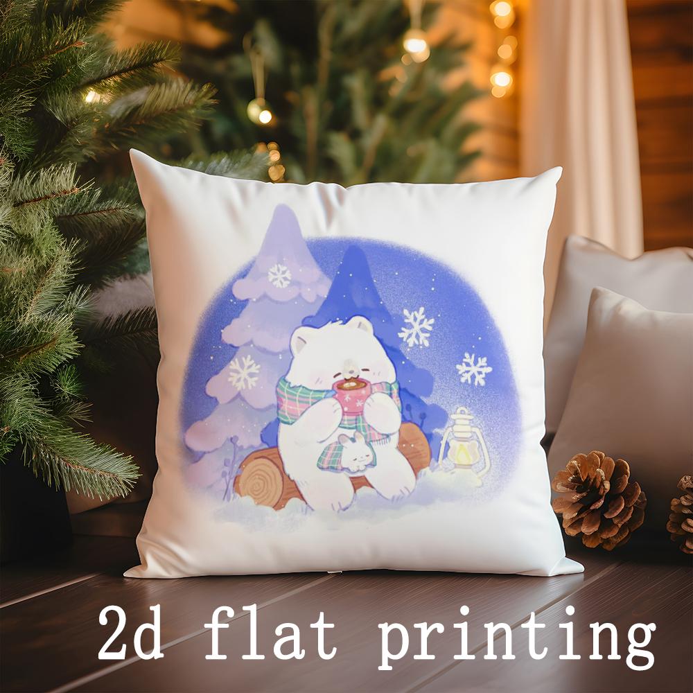 Home Decor Christmas-themed Cute Animal Print Pillowcases Pattern Cushion Cover Suitable for Sofa Bedroom Car Pillow Cover