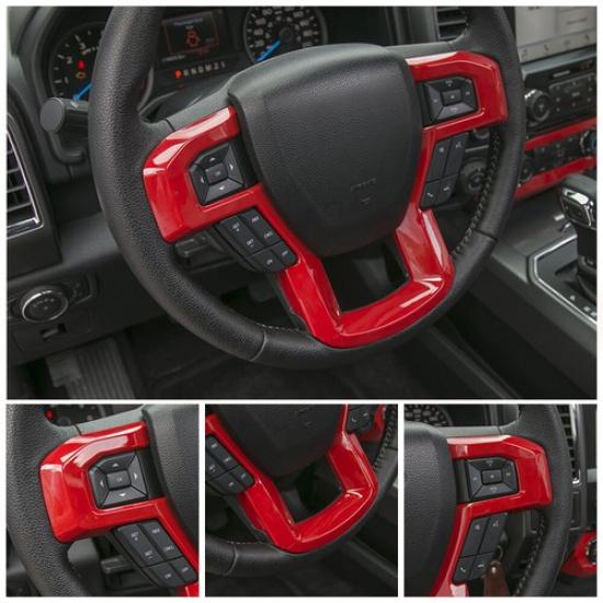 Red Front Steering Wheel Moulding Cover Trim For Ford F-150 2015-20 Accessories