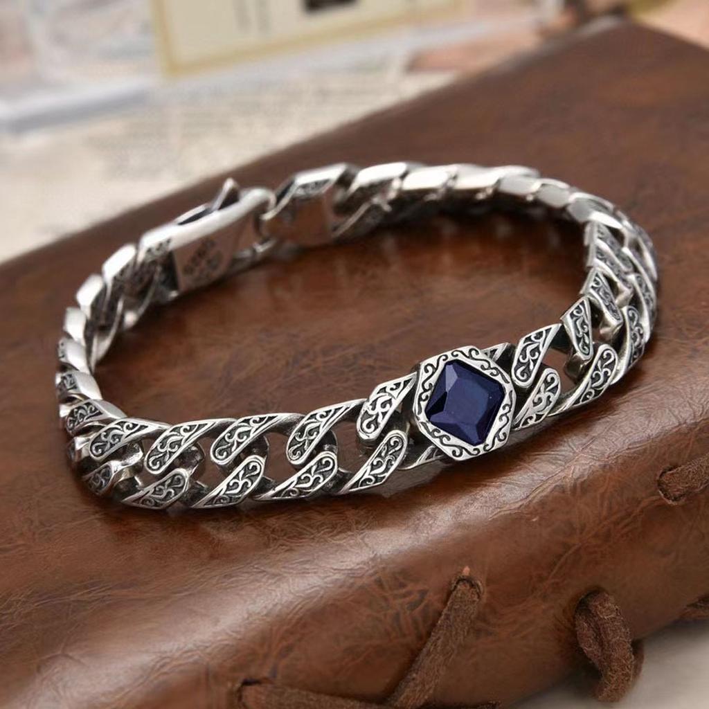 Nový trendy náramek se vzorem vistárie a trávy, vintage modrý princ, elegantní, trendy, pánský módní náramek