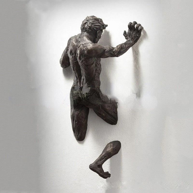 Home Decor Wall Art Wall Man Sculpture Statue Living Room Wall Decoration Resin Handicraft Pendant Home Accessories