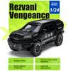 1:24 Rezvani Vengeance Spinosaurus Riot Police Car Model Toy Music Light Wheel Steering SWAT Models for Children's Gifts