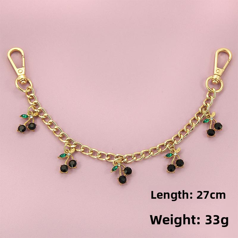 Fashion Temperament Glass Stone Red Cherry Chain Jewelry Bag Hanging Jewelry Bag Charm Bag Accessories