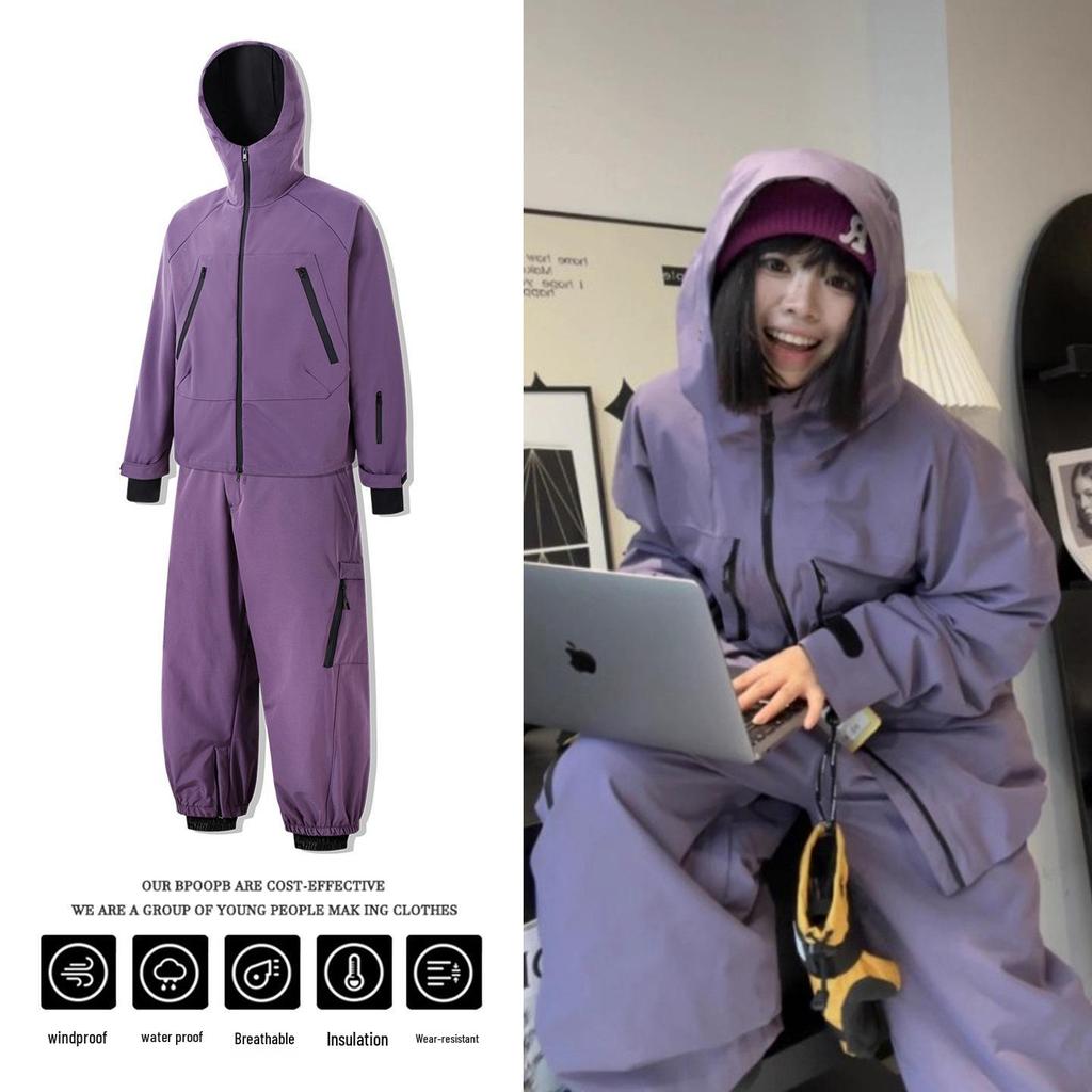 Herr- och damset 2025 för snowboard och skidåkning: Vindtät, Vattentät, Varm Snödräkt med Dragkedja och Professionella Skidbyxor