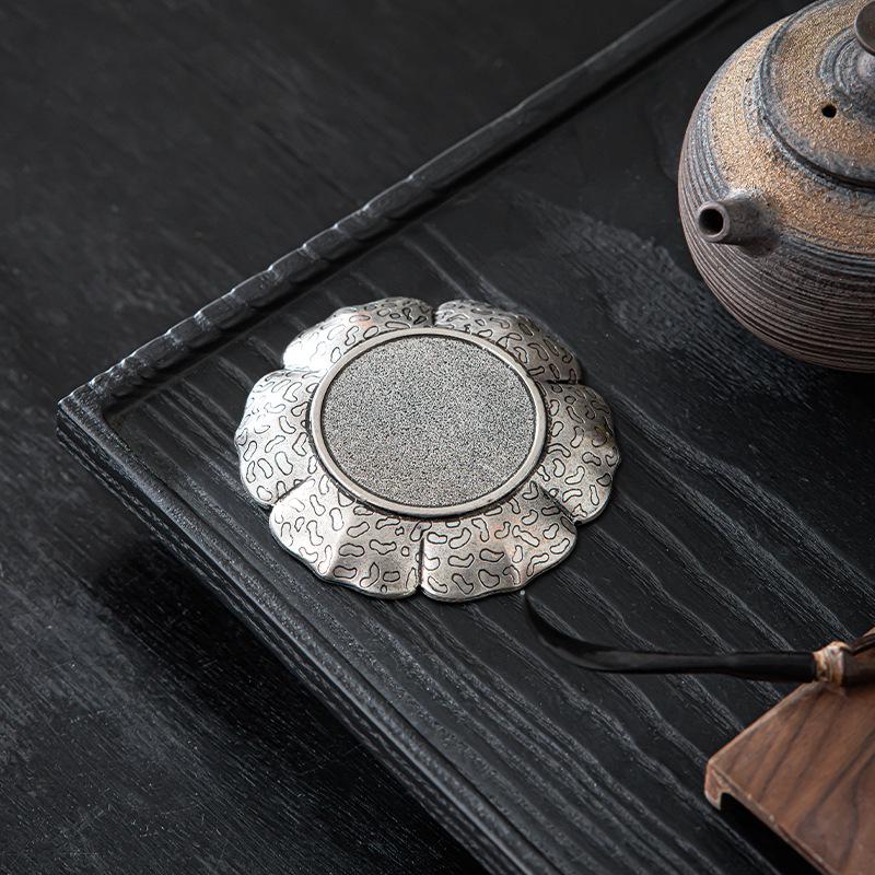 Chinese-Style Alloy & Bamboo Woven Coaster: Retro Mat for Kung Fu Tea Sets, Light Luxury Feel
