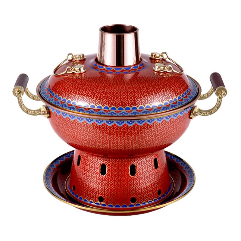 ZISIZ Cloisonné Copper Mini Hot Pot