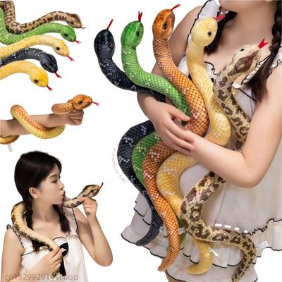 50/65cm High Quality Simulation Snake Plush Doll Lifelike Color Boa Green Brown Blue Pink Orange Snake Plush Toy Home Decoration