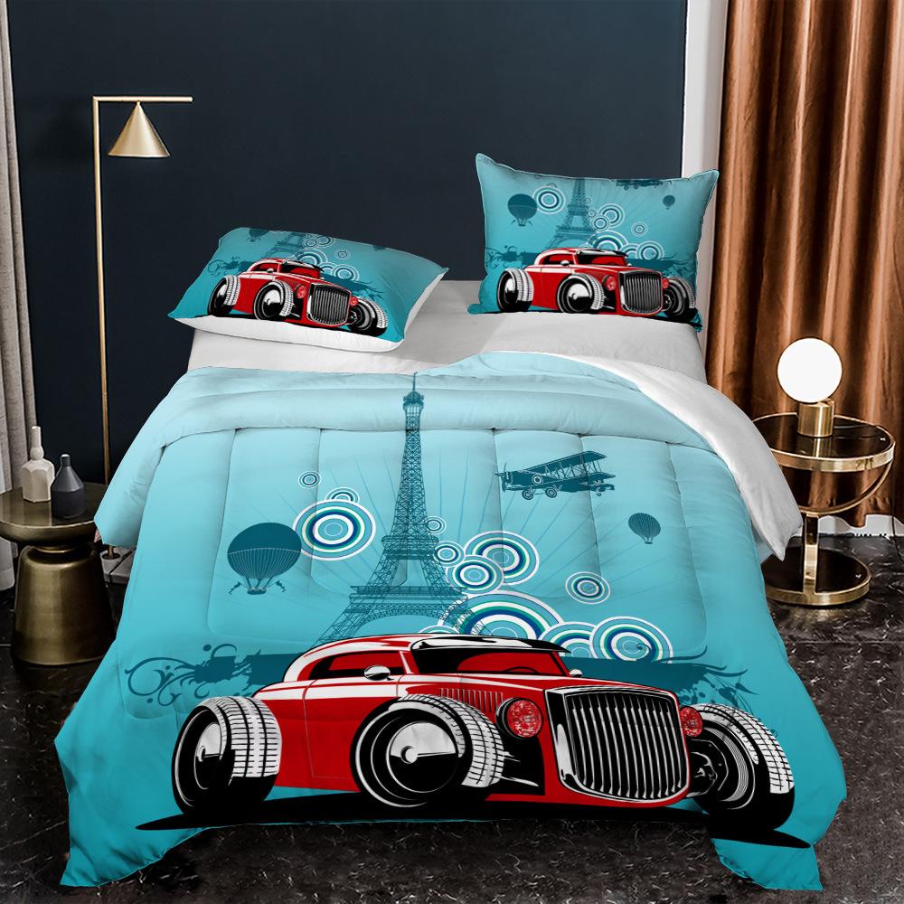 3D Classic Car Series Bedding Set Cartoon Car Theme Duvet Cover and Pillow Case 2/3 Pieces AU140 * 210 Quick Drying Home Decoration