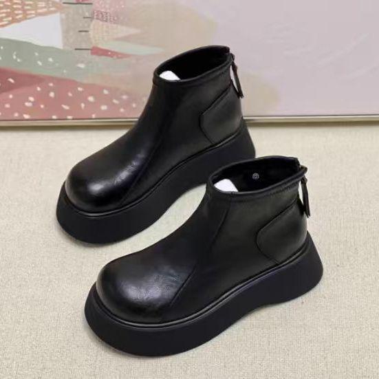 

Женские ботинки Мартина из мягкой кожи на флисовой подкладке: Толстая подошва, Нескользящая, Большой размер, Увеличивающая рост, Удобная, Зимний/Осенний стиль Default Option