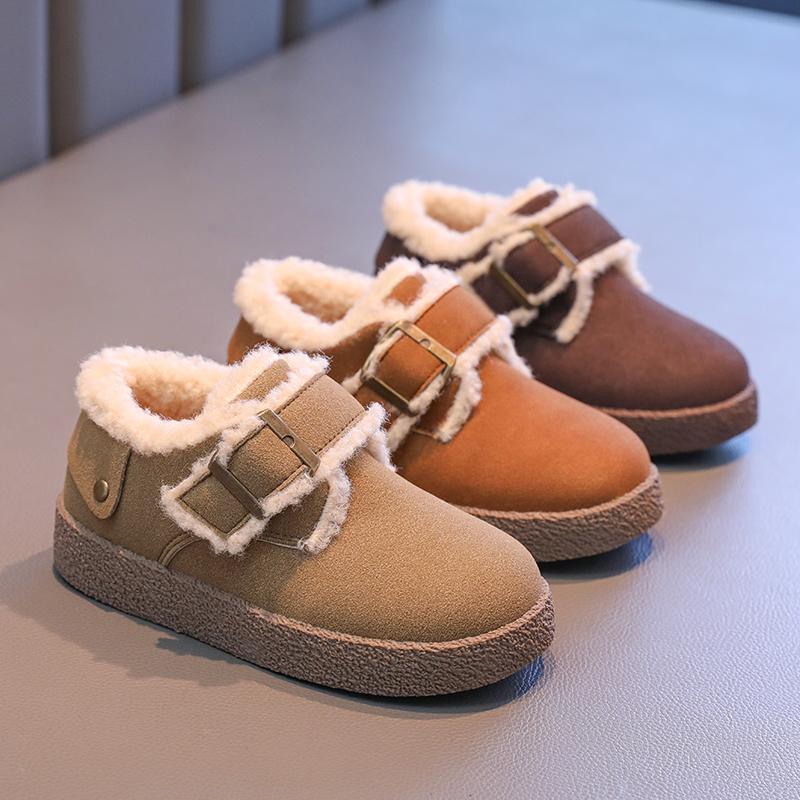 

Girls Cotton Shoes 2024 New Winter Children s Shoes Soft Fluffy Versatile Kids Fashion Causal Plush Shoes Solid Color Warm Flats 24