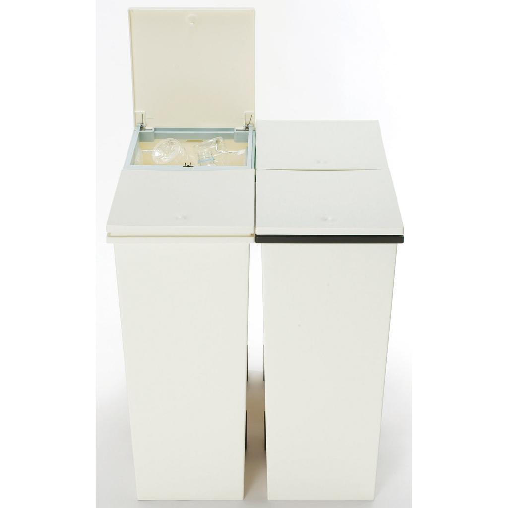Trash Can with Lid Kcud Square Push Type W Slim Push Type Stylish I'mD (24L, White)