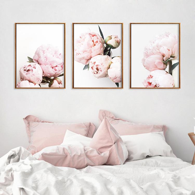 Pink Peony Flowers Paintings Posters Nordic Home Decor Oil Painting Posters And Prints Living Room Home Decor Canvas Wall Art