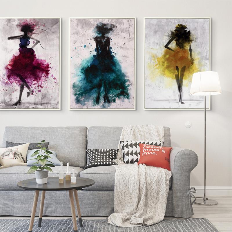 Abstract Watercolor Painting Dancing Skirt Girl Poster Canvas Painting Art Print Picture Decoration Modern Home Decoration No Frame