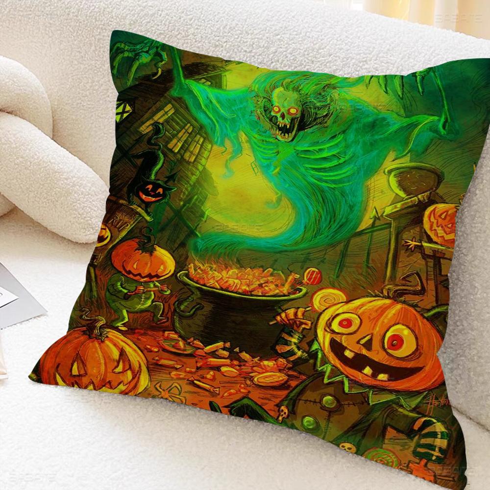 Retro Halloween Witch Pillow Gift Home Office Decoration Pillow Bedroom Sofa Car Cushion CoverPillow Case