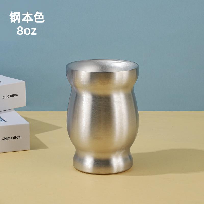 Amazon stainless steel oz mate cup filter Argentine mate special cup mini gourd cup no spoon 8oz серебряный