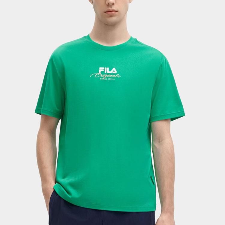 FILA Original Series Letter Logo Print Fashion Casual Comfortable Round Neck Short Sleeve T-Shirt Men Tops Watermelon-Green F11M419106F-GN