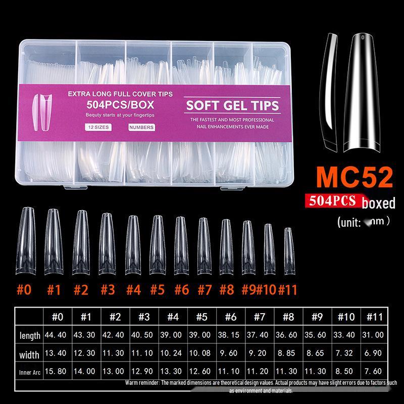 Extra Long Transparent XXL Ballet Trapezoid Nail Tips with Stickers