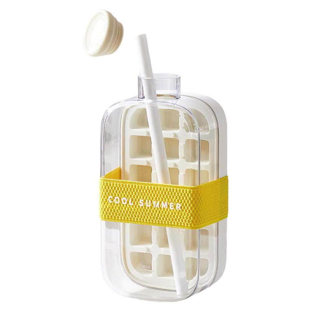 2 in 1 Ice Tray with Lid Ice Cubes Bottle Silicone Ice Cubes Mold with Straw for Cocktail Coffee Whiskey Beer Juice