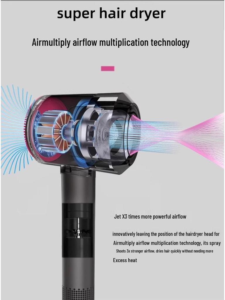 High-Power Cordless Hair Dryer with Negative Ion Technology for Home and Salon use